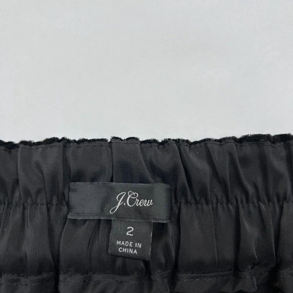 J. Crew Solid Black Velvet Slim Straight Leg Pull On Easy Pants